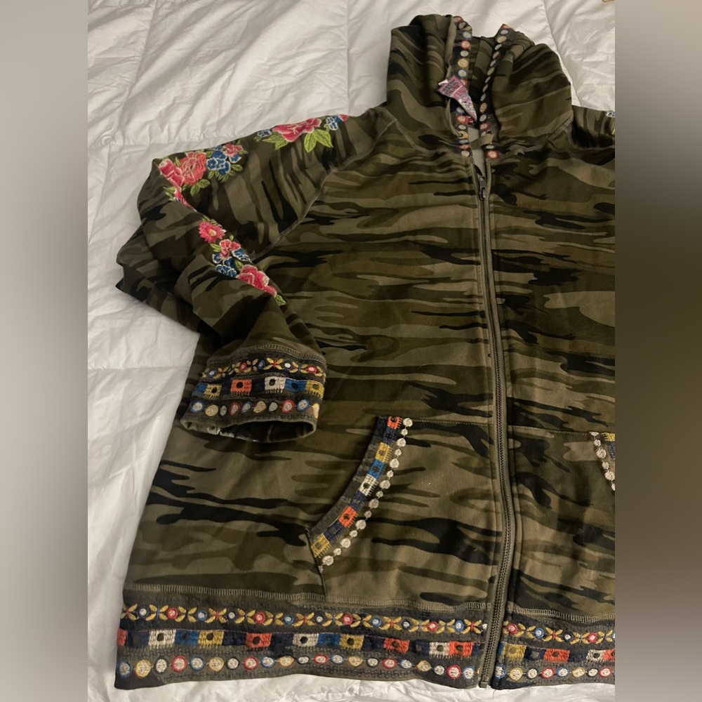 Johnny Was embroidered hoodie.